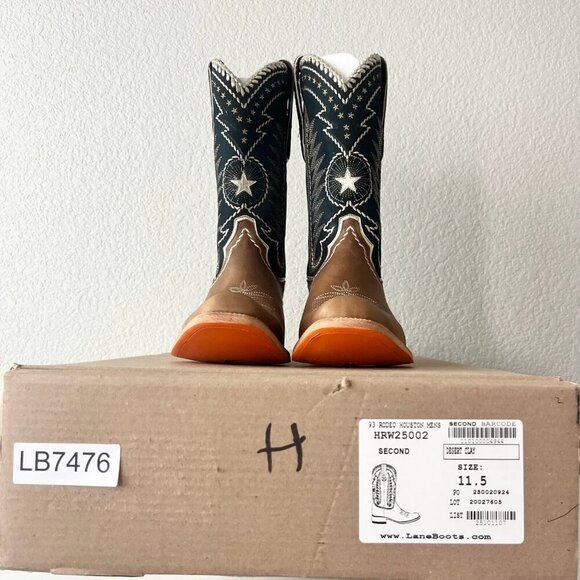 Lane RODEO HOUSTON Mens Cowboy Boots Size 11.5B Brown Leather Western Blunt Toe - Picture 12 of 13
